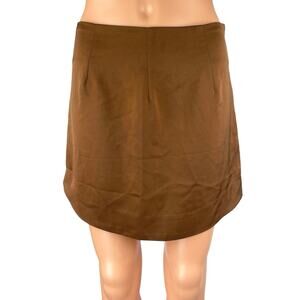 Emory Park Women's Brown Silky Satin Zipper Mini Pencil A-Line Slip Skirt Size M